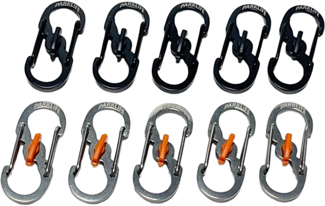 파크라이프 마이크로락 초 미니 카라비너 도난방지 잠금장치 10P (블랙5P+실버5P), 블랙5개+실버5개, 10개