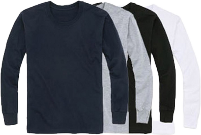 티앤티컴퍼니 남녀공용 무지 라운드 30수 시보리 긴팔 티셔츠