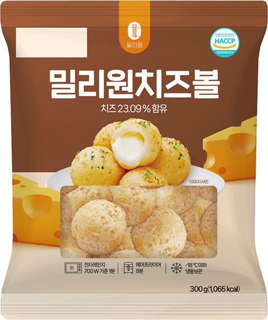 [밀리원] 바삭쫀득 모짜렐라 연유 치즈볼 300g, 1개