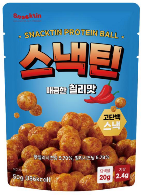 스낵틴 칠리맛 단백질 간식 과자, 5개, 50g