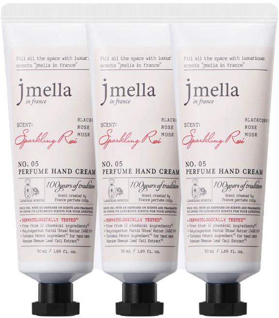 jmella In France Sparkling Rose香水護手霜 乳液型, 50ml, 3條