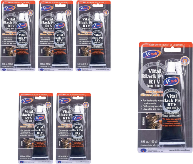 빠른경화속도 가스켓 실리콘 Vital BLACK(블랙) RTV 5+1 고온 접착제 본드 내열 실란트 브이텍, 6개