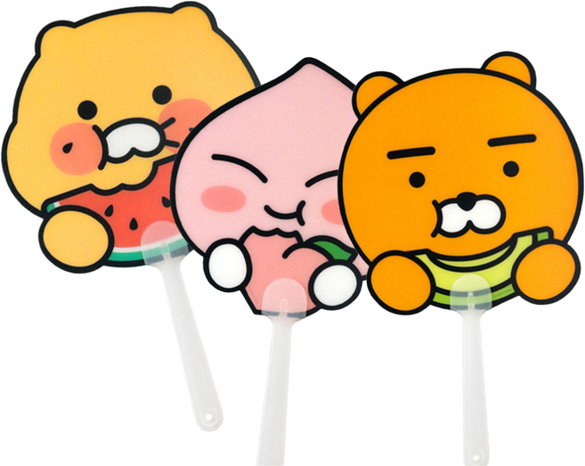 카카오프렌즈 부채 라이언2개 어피치1개 춘식이1개, 캐릭터, 4개