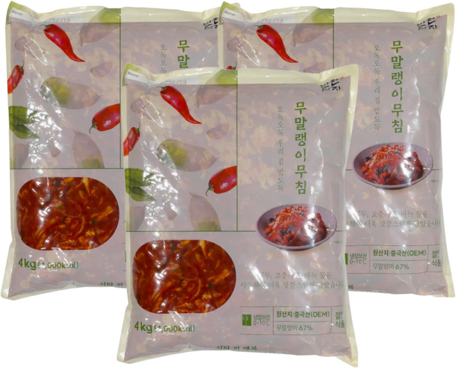 [반찬단지플러스] 반찬단지 무말랭이무침, 4kg, 3개