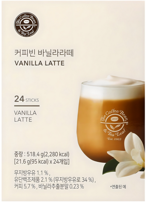 커피빈 바닐라라떼, 21.6g, 24개입, 1개