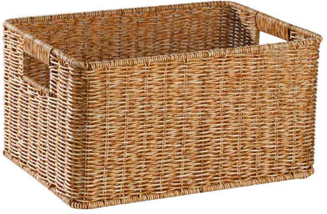 코드86 사각 라탄바구니 정리함 오픈 손잡이형, 손잡이형/대, 1개