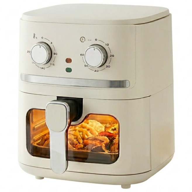 쉐프메이커 대용량 에어프라이어 투명창 6.5L 듀얼히팅 올스텐, 화이트, MY169