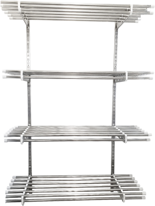 시스템 선반 베란다 수납 1단 세탁실 벽걸이 원목 스텐 벽선반, 파이프 800, 4단(163cm), 파이프