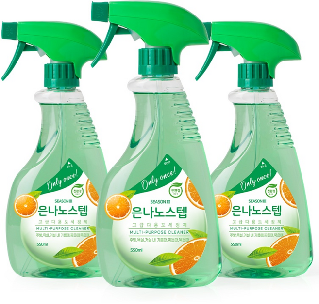은나노스텝세정제3 [알뜰리필세트] 은나노스텝 시즌3 다용도, 3개, 550ml
