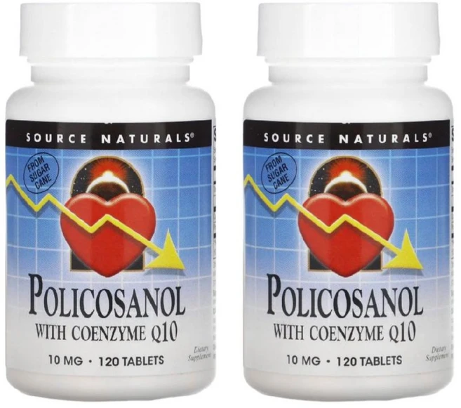 1+1 소스내츄럴스 코엔자임Q10 함유 폴리코사놀 10mg 120정 식이섬유 사탕수수, Source Naturals - 쿠팡