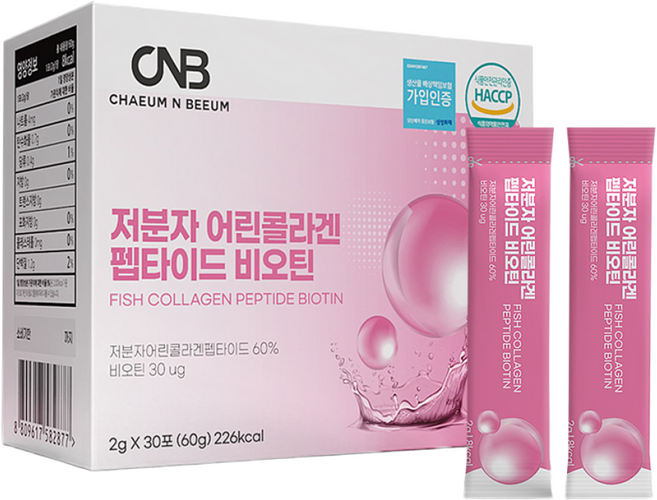 저분자 어린 콜라겐 펩타이드 비오틴 300달톤 2gx30포 스틱, 1개, 30회분