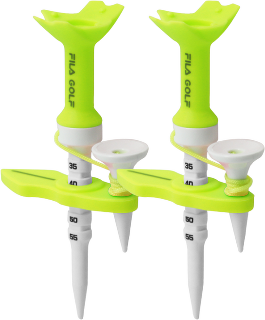 휠라 에이밍 높이조절 마그네틱 골프티 무저항 골프티꽂이, 2개, 옐로우