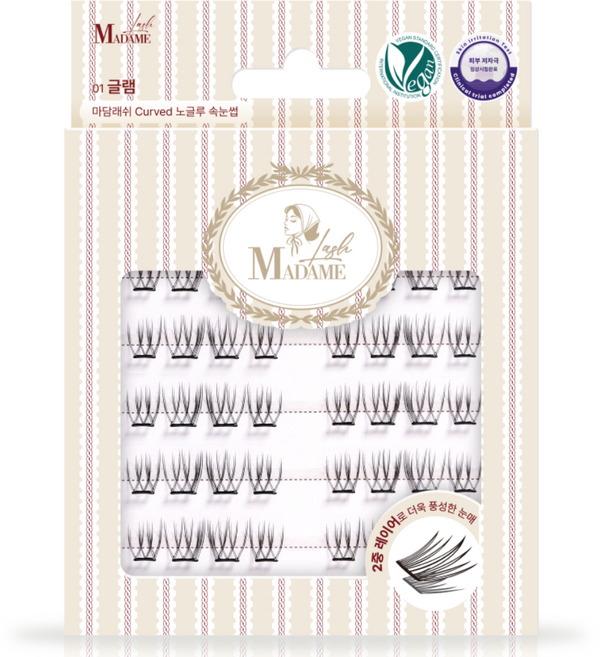 마담래쉬 비건 커브드 노글루 속눈썹, 1개, 글램(두 겹 컬링)