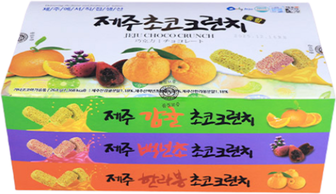 탐나는 제주초코크런치3P 한라봉 백년초 감귤 선물 세트, 264g, 1개