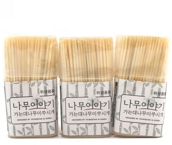 골든트리 나무이야기 가는 대나무 이쑤시개 요지 300개 3개 세트, 300개입