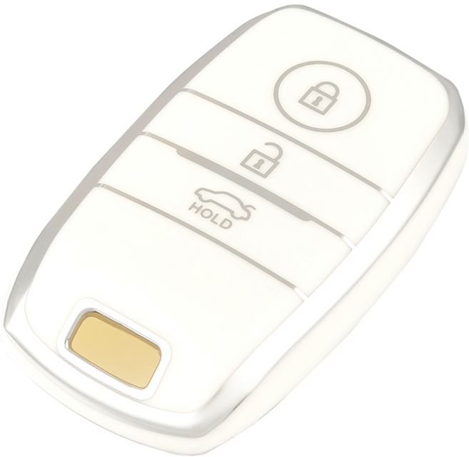 OFFCURVE TPU 기아 자동차 엣지라인 3버튼 모닝 레이 풀커버 스마트키 적용 키케이스 키홀터 +열쇠고리+번호판 다양한 컬러, 화이트 실버