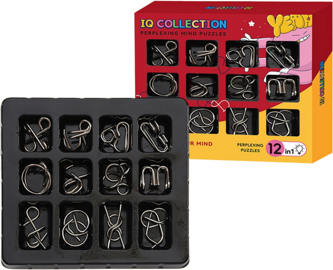 미리모아 두뇌발달 지혜의 고리 캐스트 퍼즐, 1개, 실버, 12피스