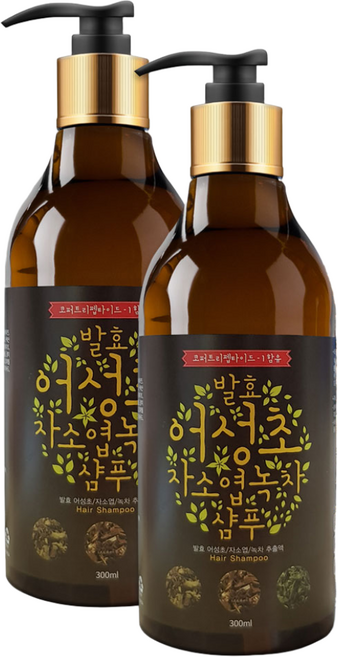 갑당약초 어성초 자소엽 녹차 샴푸, 300ml, 2개