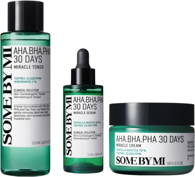 SOME BY MI 썸바이미 아하 바하 파하 30데이즈 미라클 3종 세트 토너 세럼 크림, 1세트 - 쿠팡