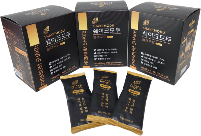 쉐이크모두 국산 블랙푸드 (30g x 14포) 서리태 식사대용 선식, 30g, 42개