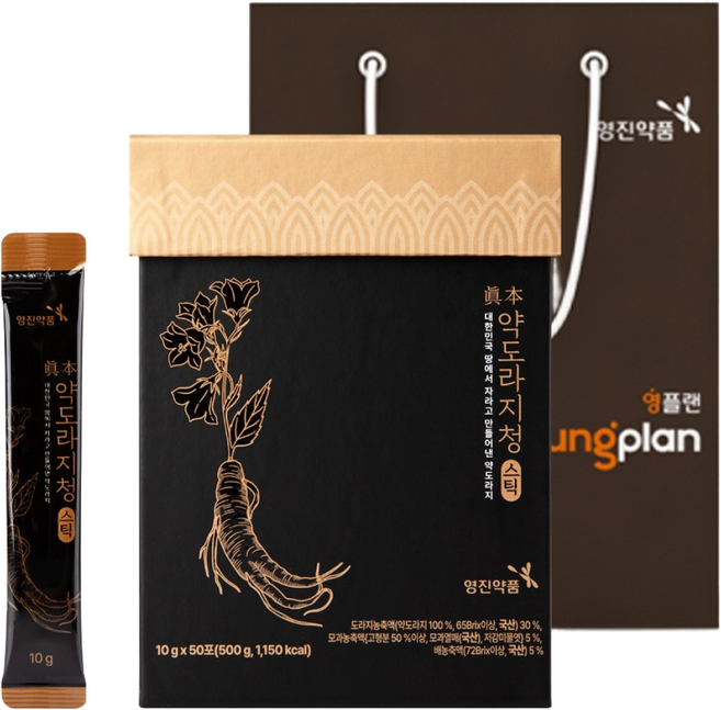 영진약품 진본 약도라지청 국산100% 스틱 + 쇼핑백, 50개, 10g