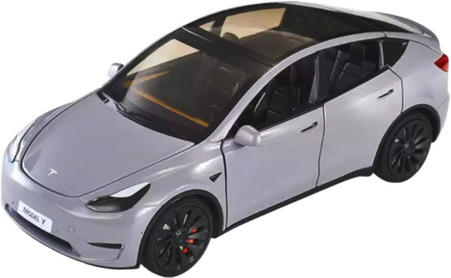 BCQ 1:24 테슬라 모델Y 스타일 다이캐스트 전기 SUV 미니카 합금 자동차 모형 수집용 선물, 01_그레이, 1개