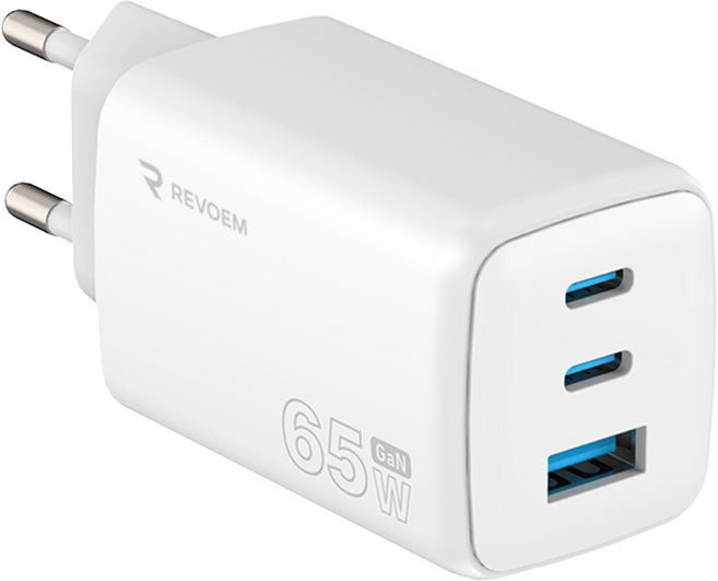 레보엠 PD GaN 65W 3포트 초소형 고속충전기 노트북 충전가능, 1개, 화이트