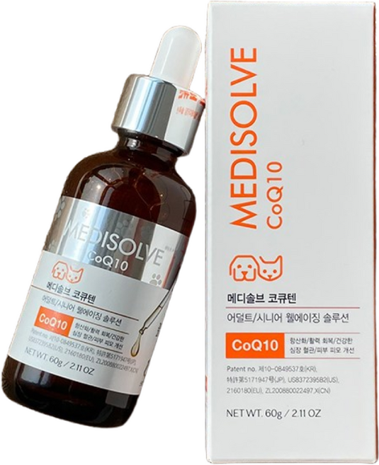 메디솔브 코큐텐 30g 강아지 고양이 영양제 액상 종합 면역 심장 기관지 기침, 1개, 어덜트