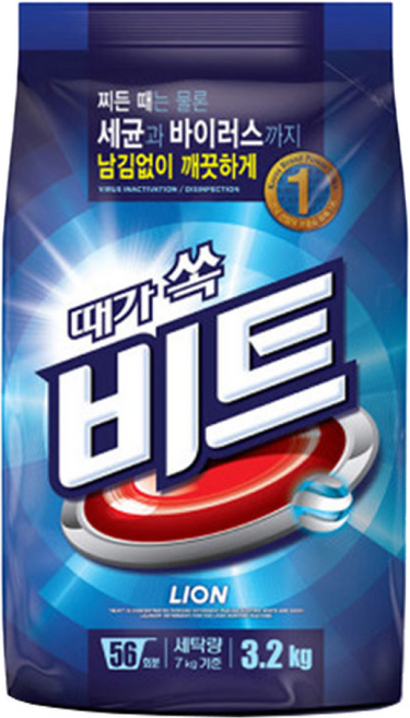 비트 분말 세탁세제 일반용 리필, 3.2kg, 16개