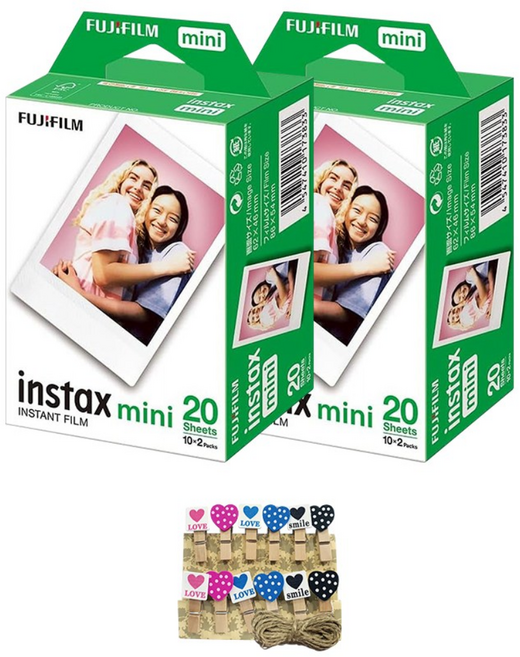 후지 인스탁스 미니필름 40장+하트데코집게/즉석카메라 필름, 1개