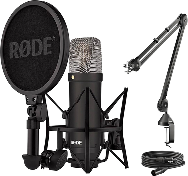 RODE NT1 시그니처 보컬 녹음용 악기용 콘덴서 마이크 로데 PSA1 관절 탁상용 암 스탠드 [국내정품], NT1 시그니처(블랙) + PSA1