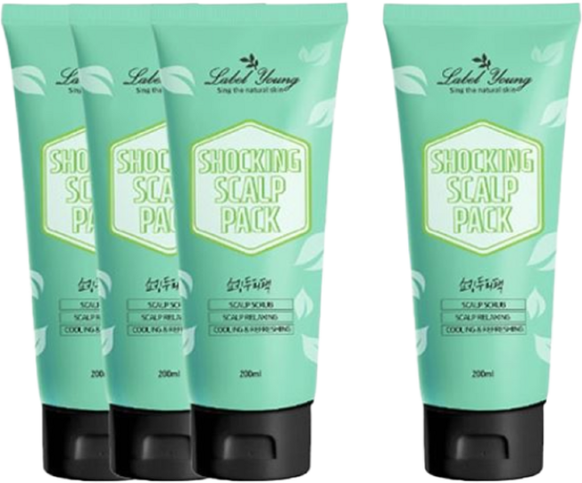 라벨영 쇼킹두피팩 일반린스/컨디셔너, 200ml, 4개