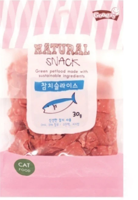 굿데이 네츄럴 스낵 고양이 간식, 참치슬라이스, 30g, 3개 - 쿠팡