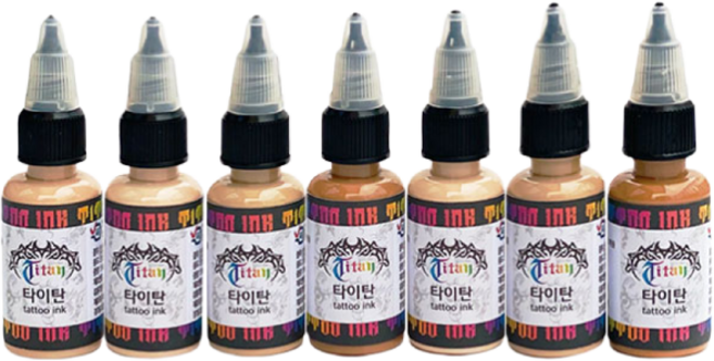 하나뷰티 타투색소 타이탄 문신용 잉크 스킨컬러 7종 TITAN TATTOO INK, 1개, 스킨 7종세트, 0.5oz