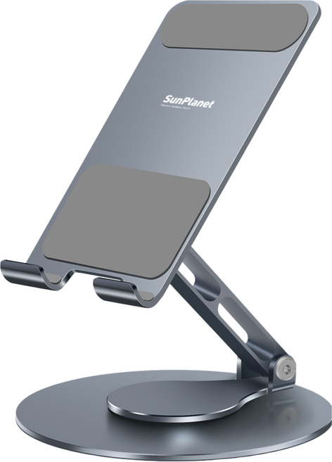 SunPlanet 360도 회전 접이식 각도 조절 탁상형 핸드폰 거치대 휴대폰 거치대 알루미늄 합금 SN-01A, 1개, 다크 그레이
