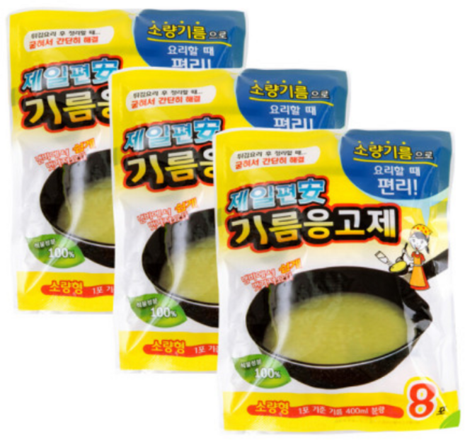 제일편안 기름응고제 8포 [3세트] 기름처리 폐유처리 기름버릴때, 노랑, 3개