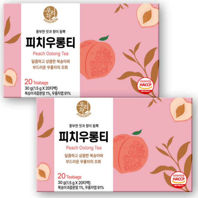 우리차 피치우롱티, 1.5g, 20개입, 2개