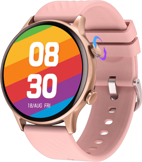 Seefer 원형 스크린 스마트 핸드 밴드 인코더 버튼은 IP68 방수 123 가지 운동 모드 메시지 알림 건강 모니터링 지원 사용자 정의 다이얼 메시지 알림, GPS + 블루투스, 4.6cm, 분홍색