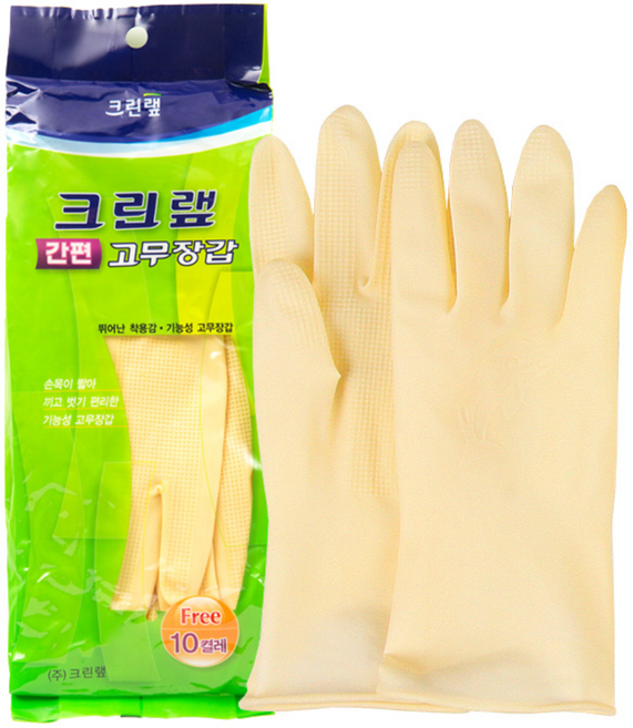 크린랩 간편고무장갑, 하얀색, 중(M), 10개