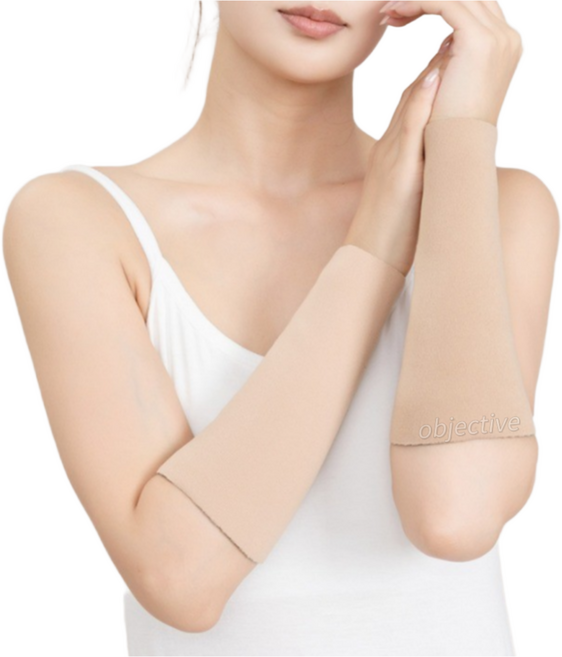 오브젝티브 타투 문신 살색 팔토시 흉터 가리개 팔 압박 저림, 여성용, 2세트, 심리스 초박형 20cm 스킨색 좌우2P