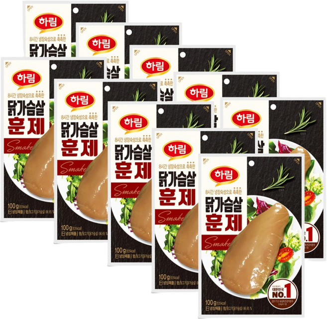 하림 닭가슴살 훈제 100gx10개, 100g, 10개
