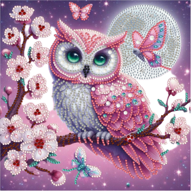 스타일하우스 신제품21가지 DIY 다이아몬드페인팅 특수모양 보석십자수25x25, 1개, 핑크부엉이1