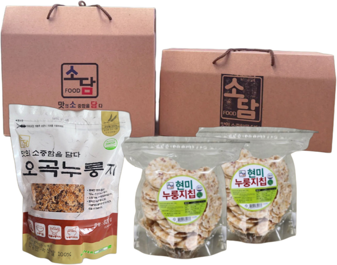 소담푸드 설날 명절선물세트 누룽지 선물세트2 오곡누룽지 820g + 현미칩 400g(200g+200g), 1개