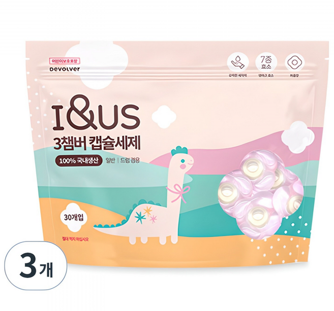 아이앤어스 3챔버 캡슐 세탁세제, 3개, 30개입