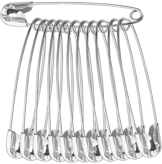 실버옷핀 9호 75mm 크롬 옷핀 대형 7.5cm, 12개, 실버