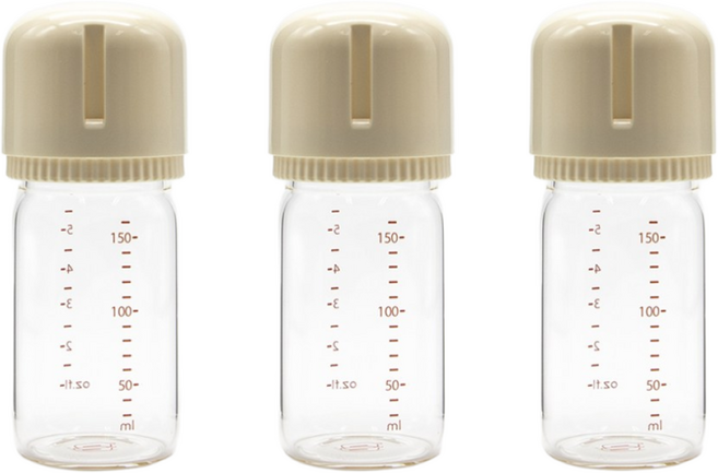 <트리플팩> 안심유리젖병 스페어보틀 (노꼭지) 3P, 3개, 160ml, 바닐라