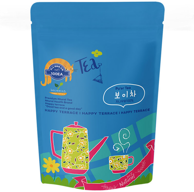 중국 운남성 보이차 삼각티백, 1개, 100개입, 1g