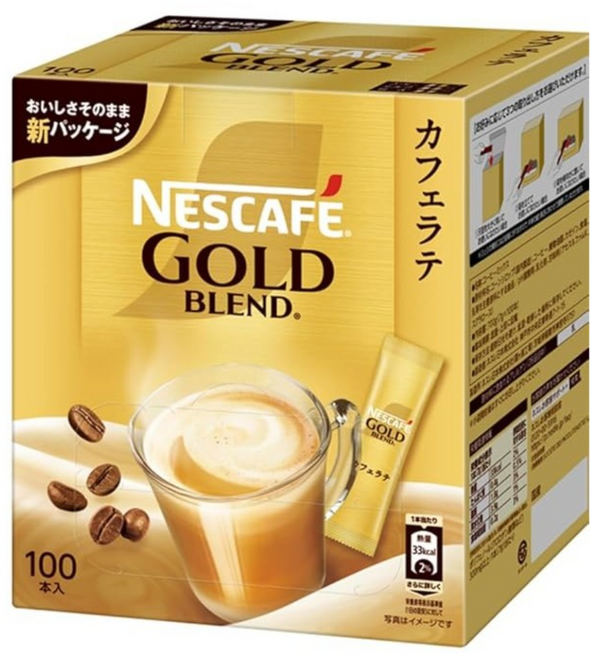 네스카페(일본) 골드 블렌드 카페 라떼 스틱 커피 100P, 1개, 7g, 100개입