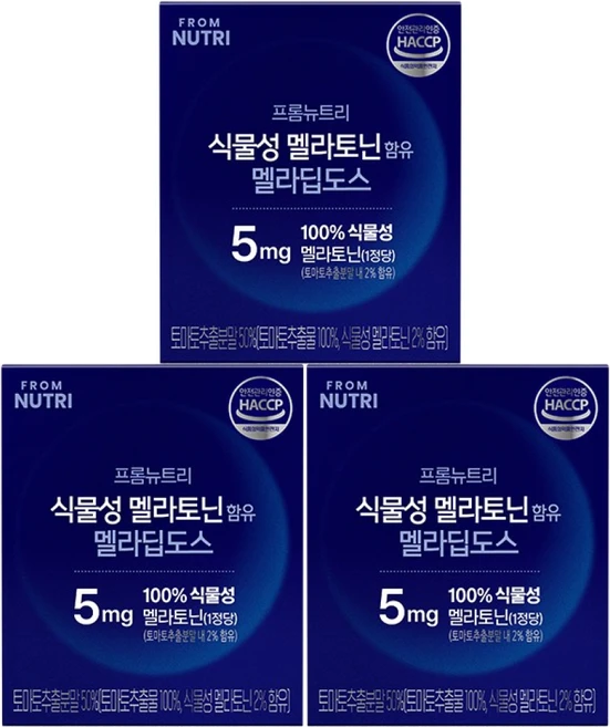 프롬뉴트리 멜라딥도스 식물성 멜라토닌 5mg 30정 3박스, 3개 - 쿠팡