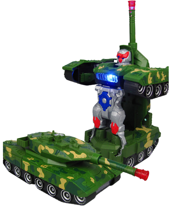 LED 밀리터리 탱크 변신 로봇 장난감, 변신 탱크 로봇, 1개